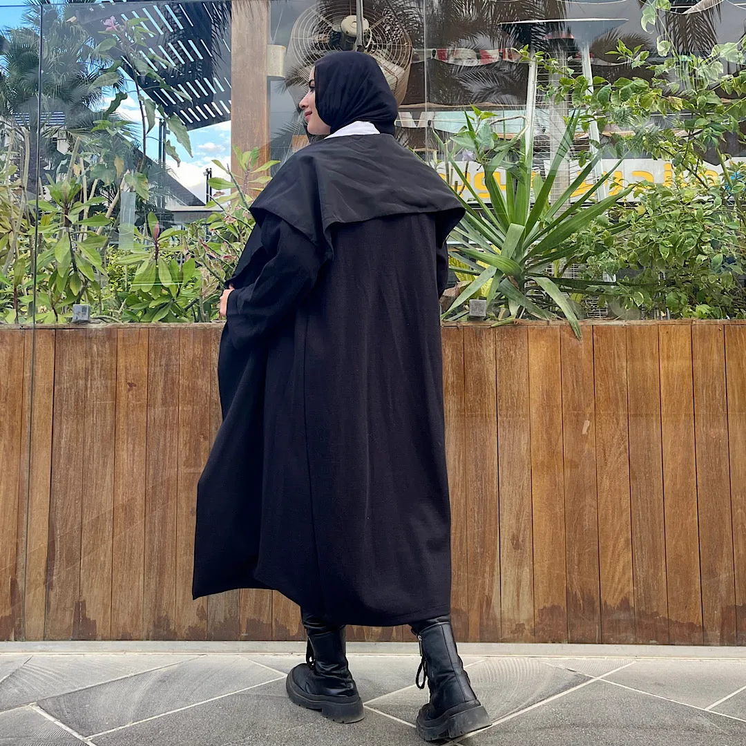 Black drape front cardigan
