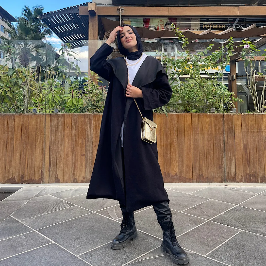 Black drape front cardigan