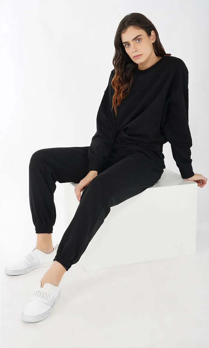 Black Soft Touch Cotton Fleece Joggers