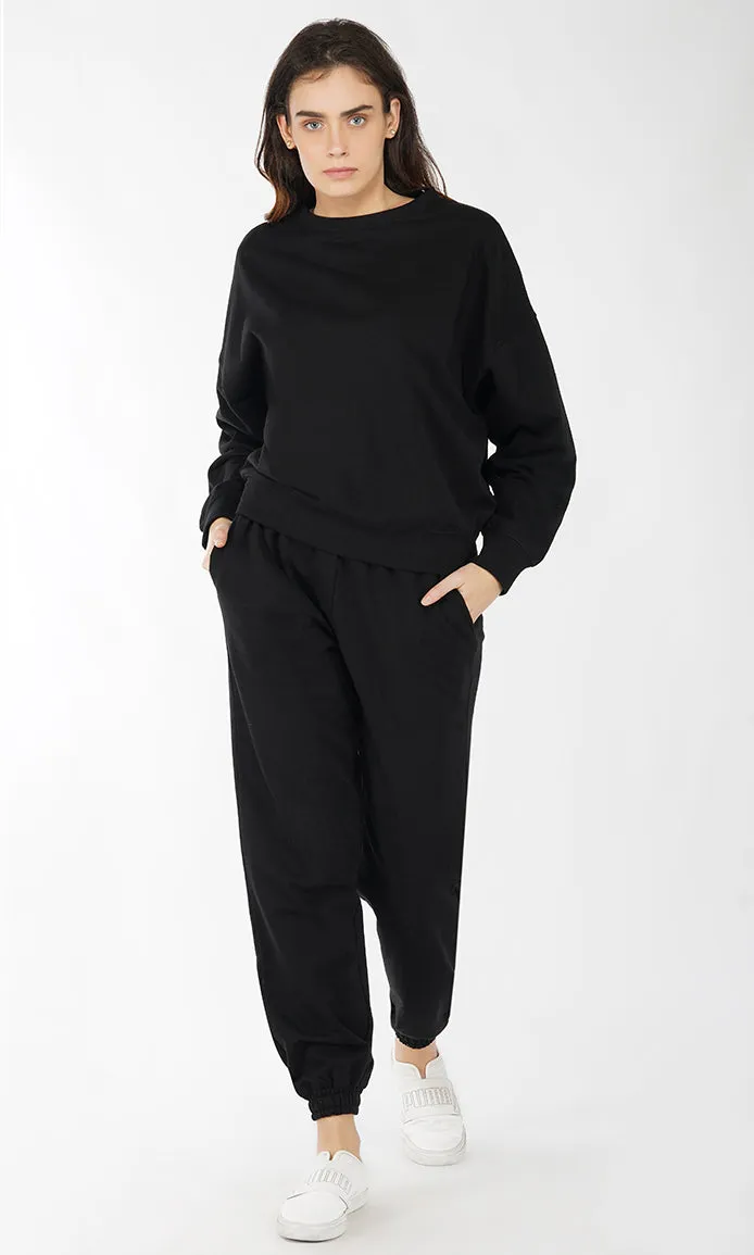 Black Soft Touch Cotton Fleece Joggers
