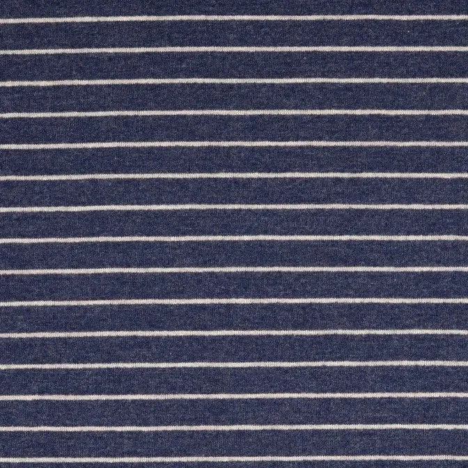 Denim Melange Striped French Terry Fabric