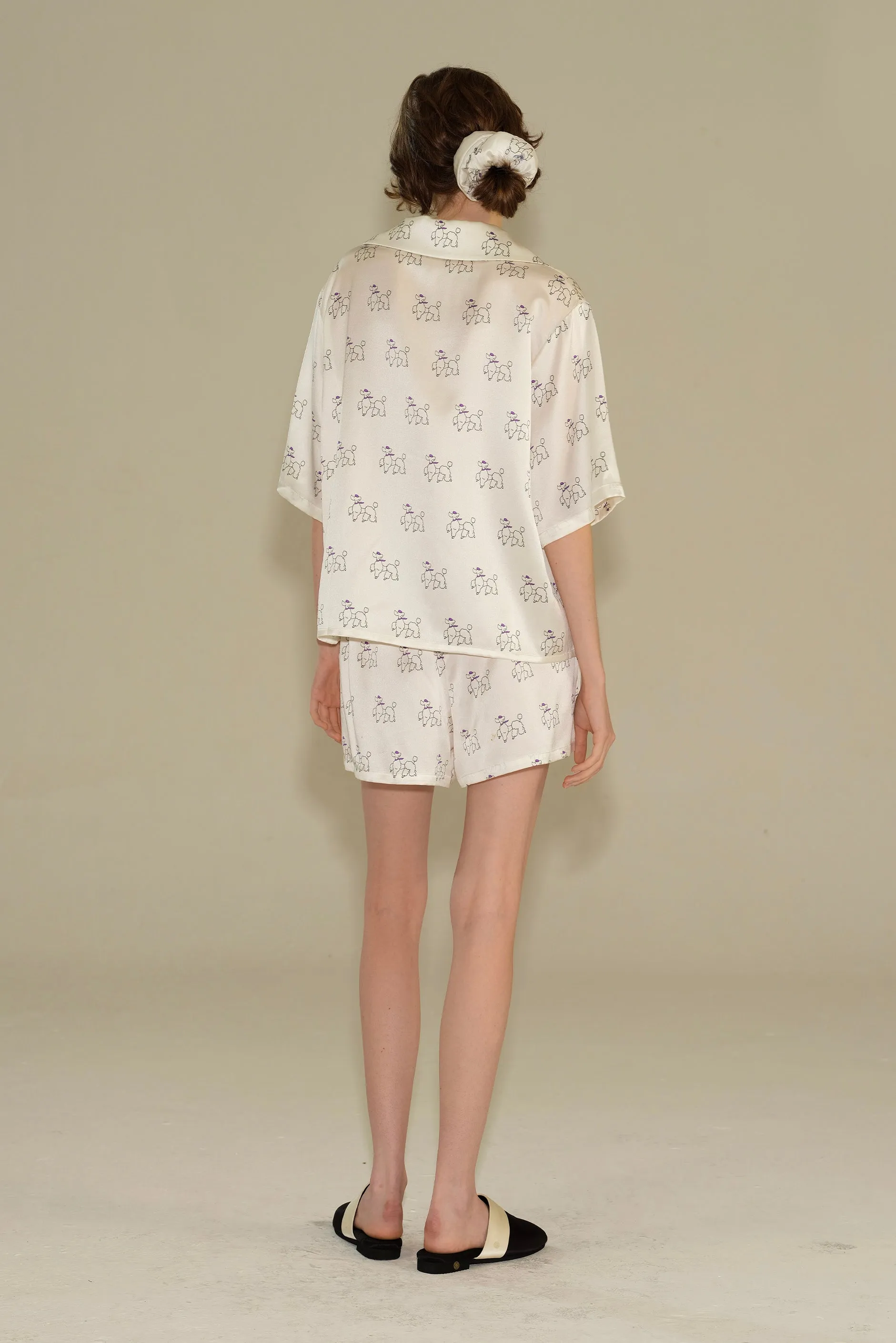 Diamond Poodles Silk Pajamas Short Set