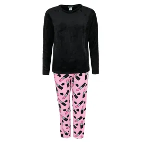 em & alfie Women's Makeup Print Plush Pajama Set