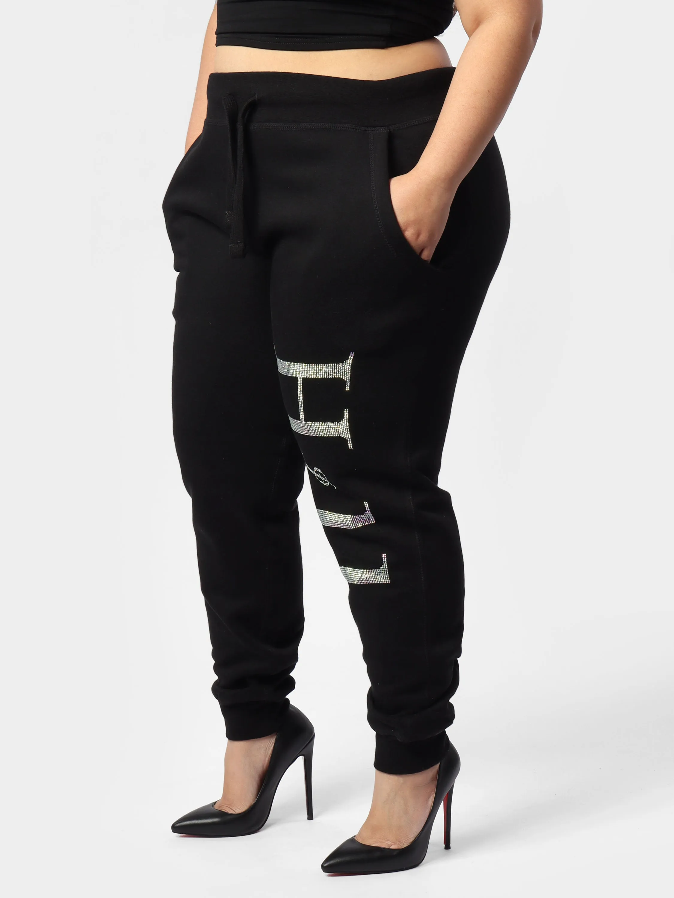 Glam Bedazzle HOF11 Black Joggers