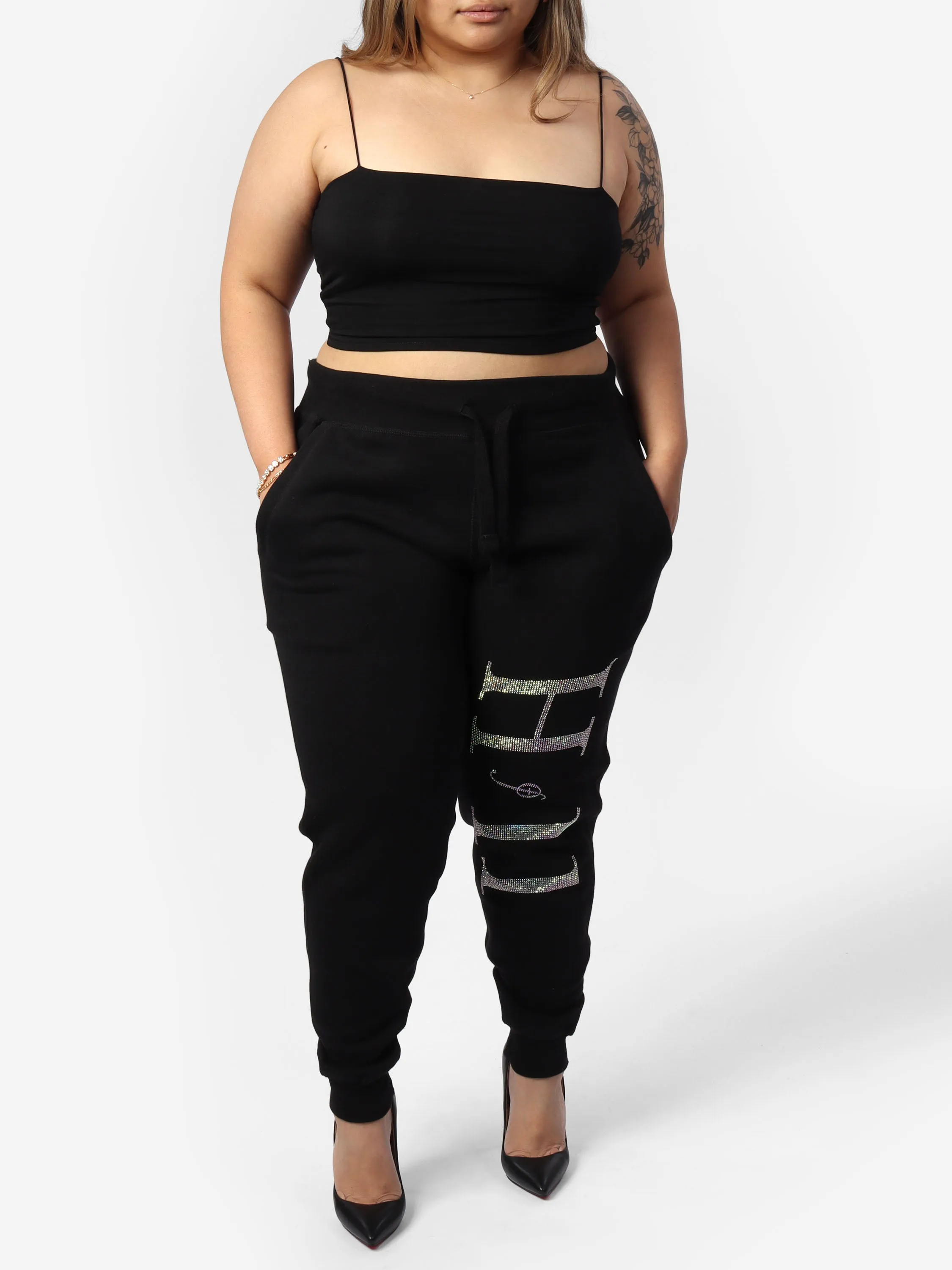 Glam Bedazzle HOF11 Black Joggers