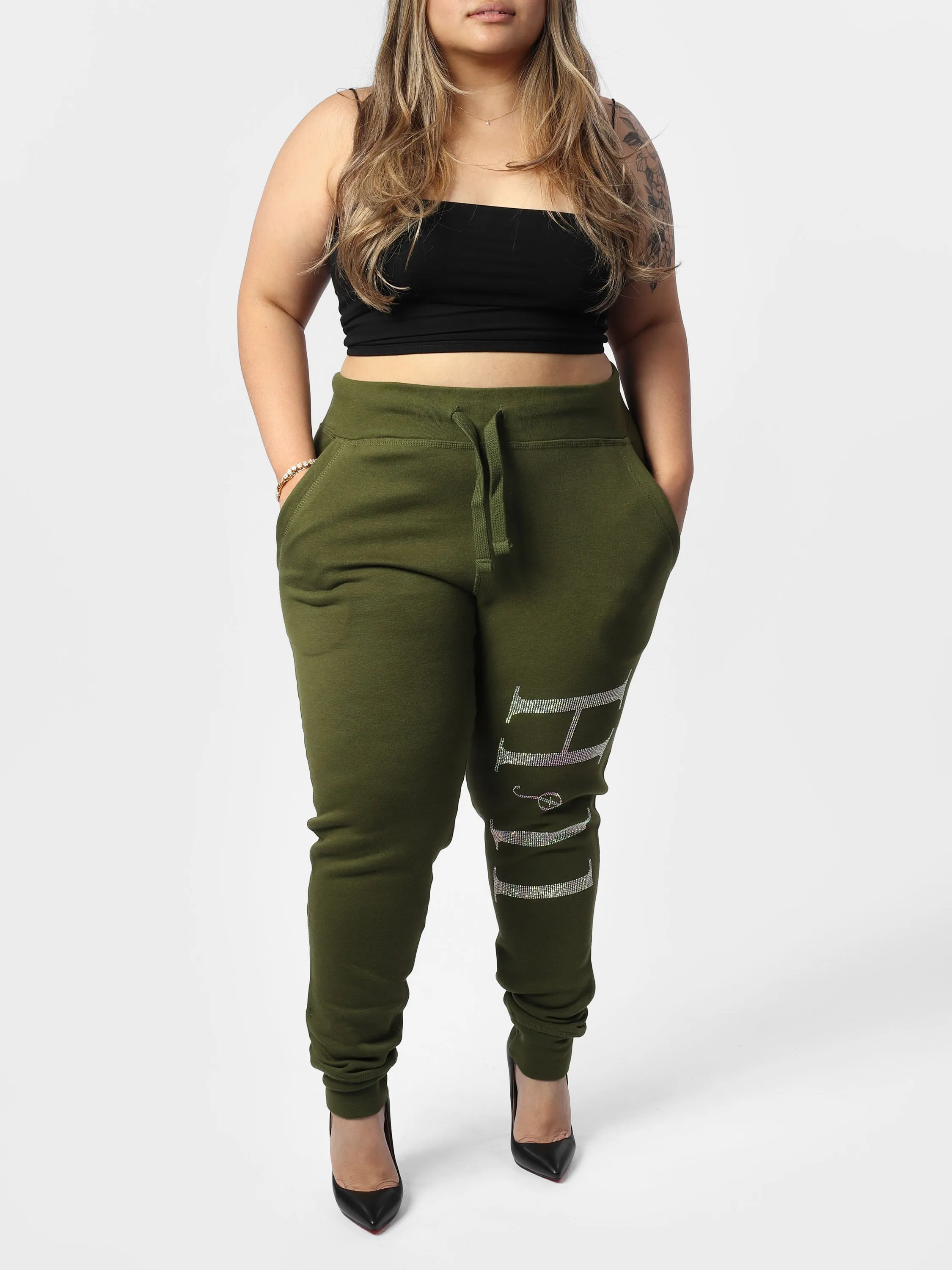 Glam Bedazzle HOF11 Green Joggers