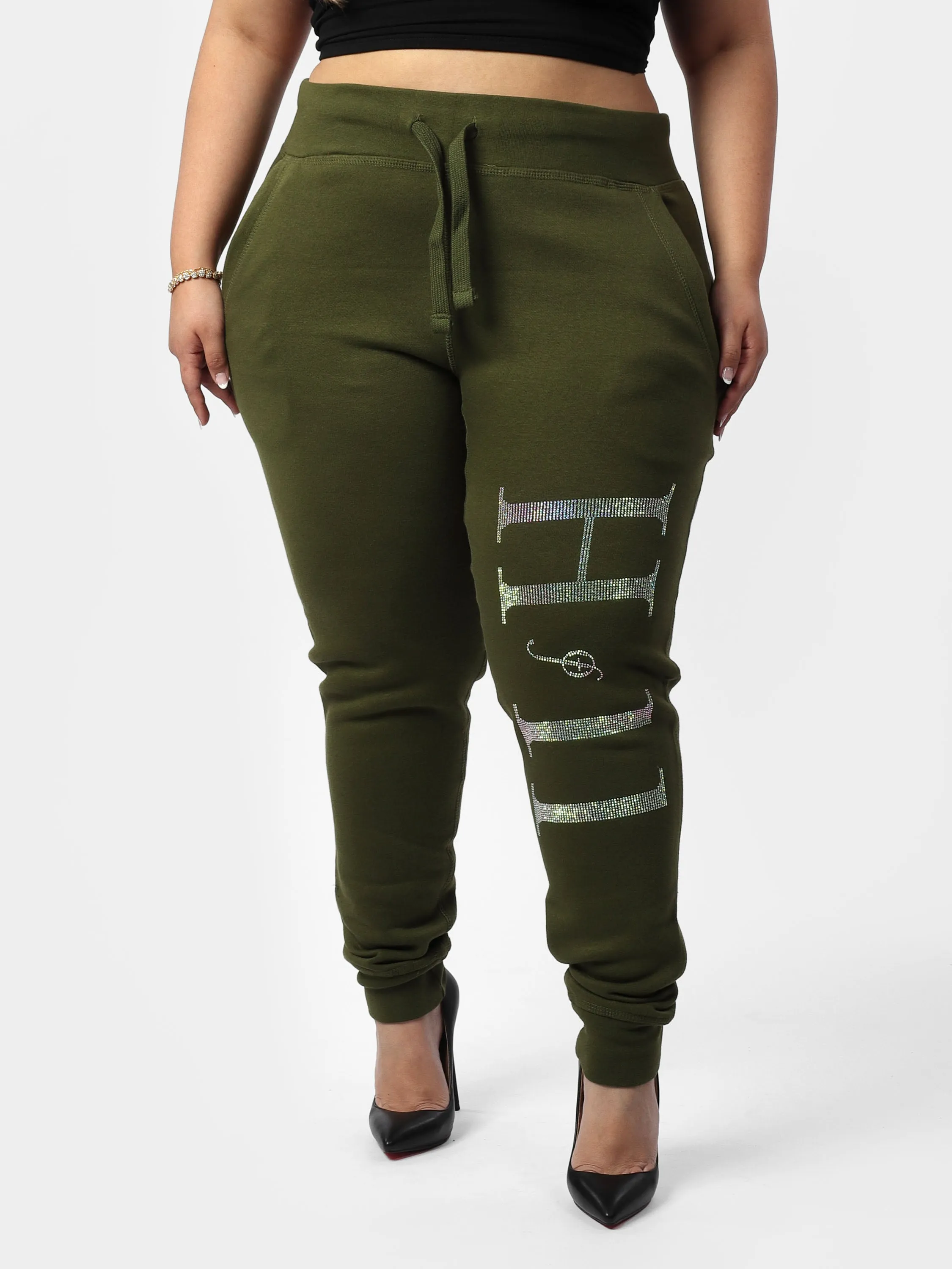 Glam Bedazzle HOF11 Green Joggers