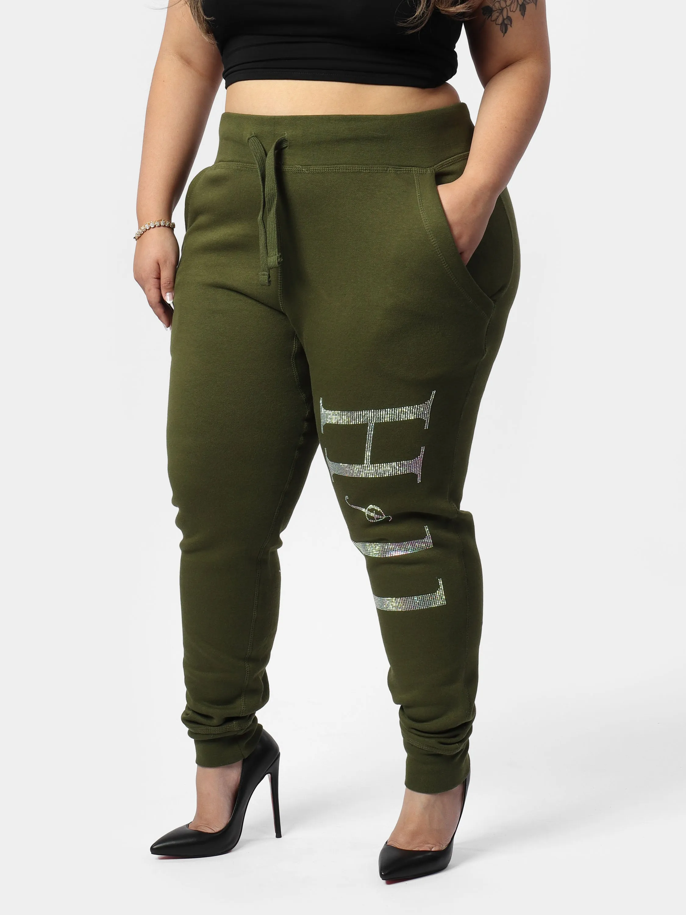 Glam Bedazzle HOF11 Green Joggers