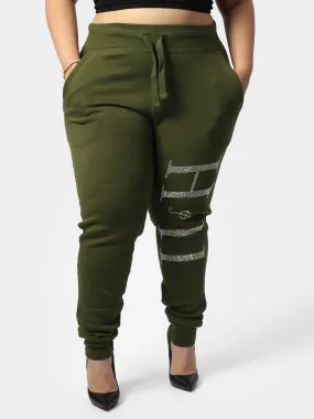 Glam Bedazzle HOF11 Green Joggers