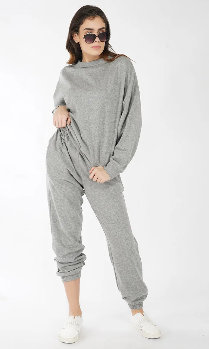 Grey Oversized Sweatshirt and Joggers Set