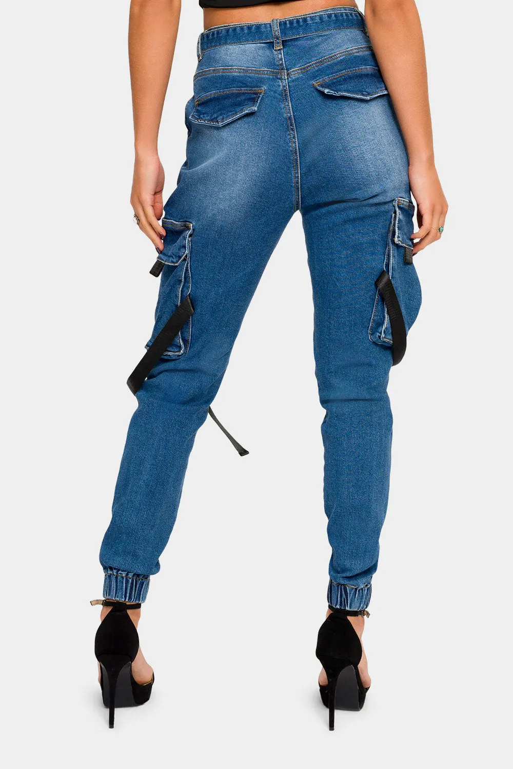 High Rise Utility Denim Joggers