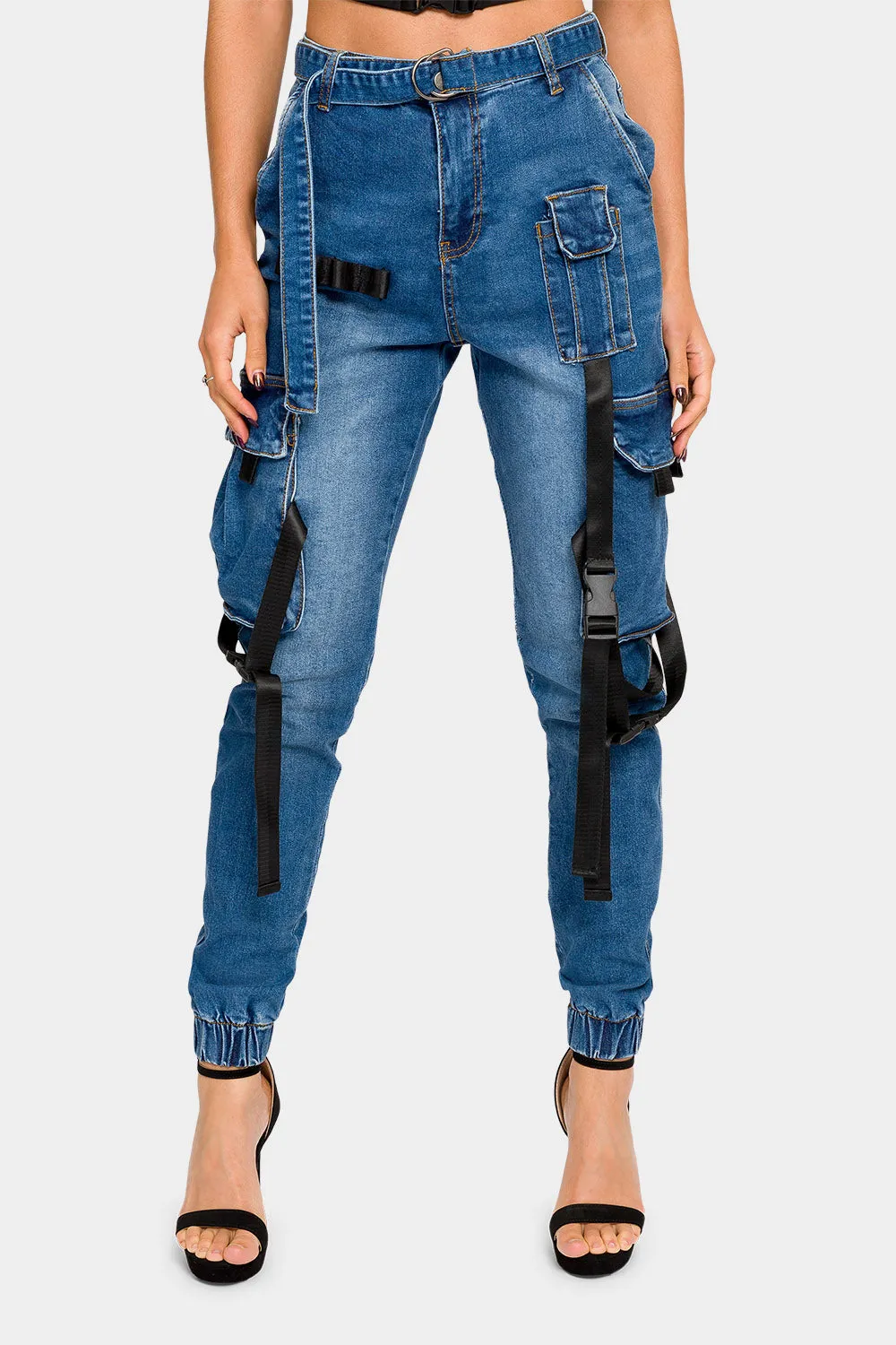 High Rise Utility Denim Joggers