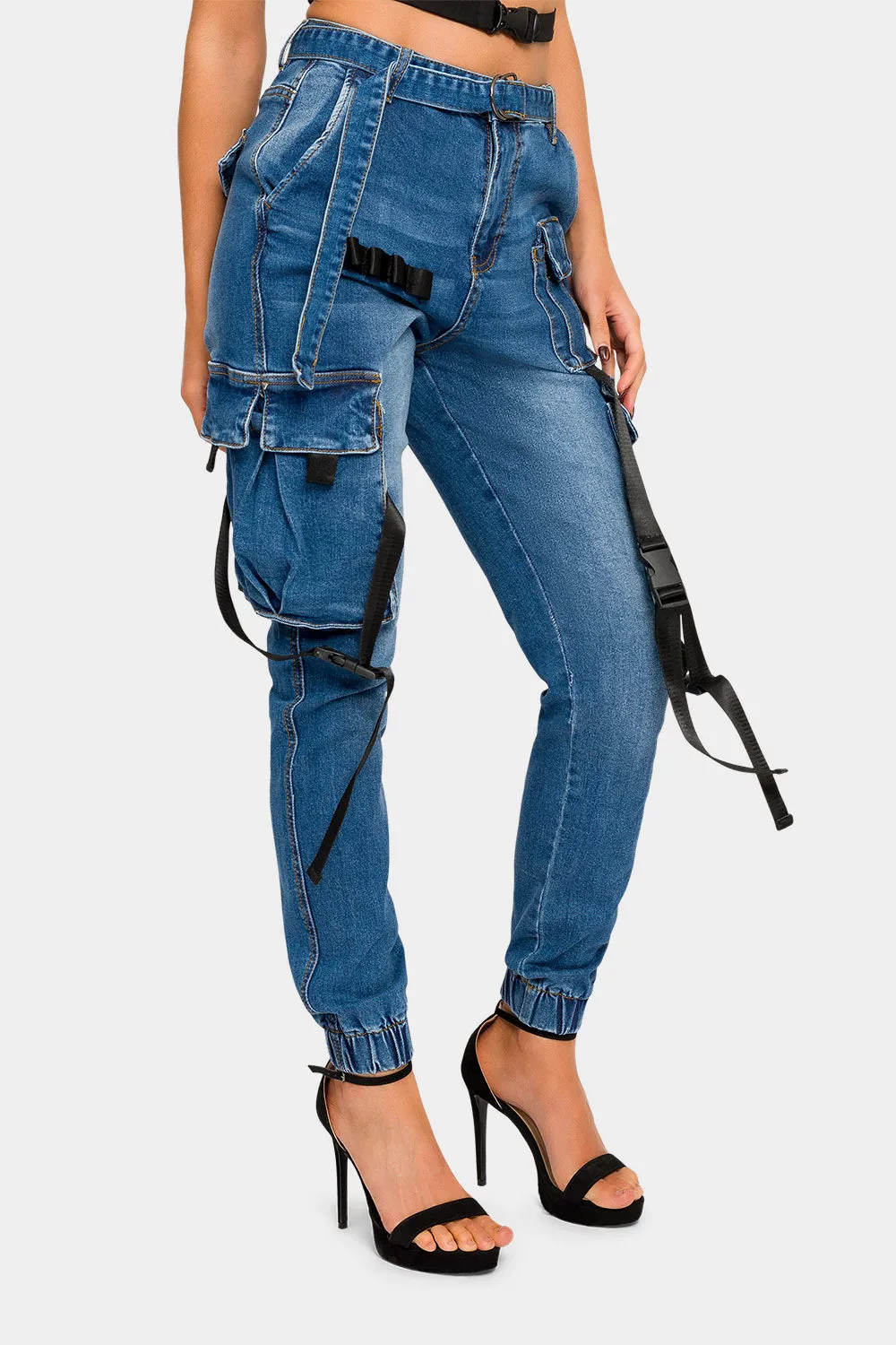 High Rise Utility Denim Joggers