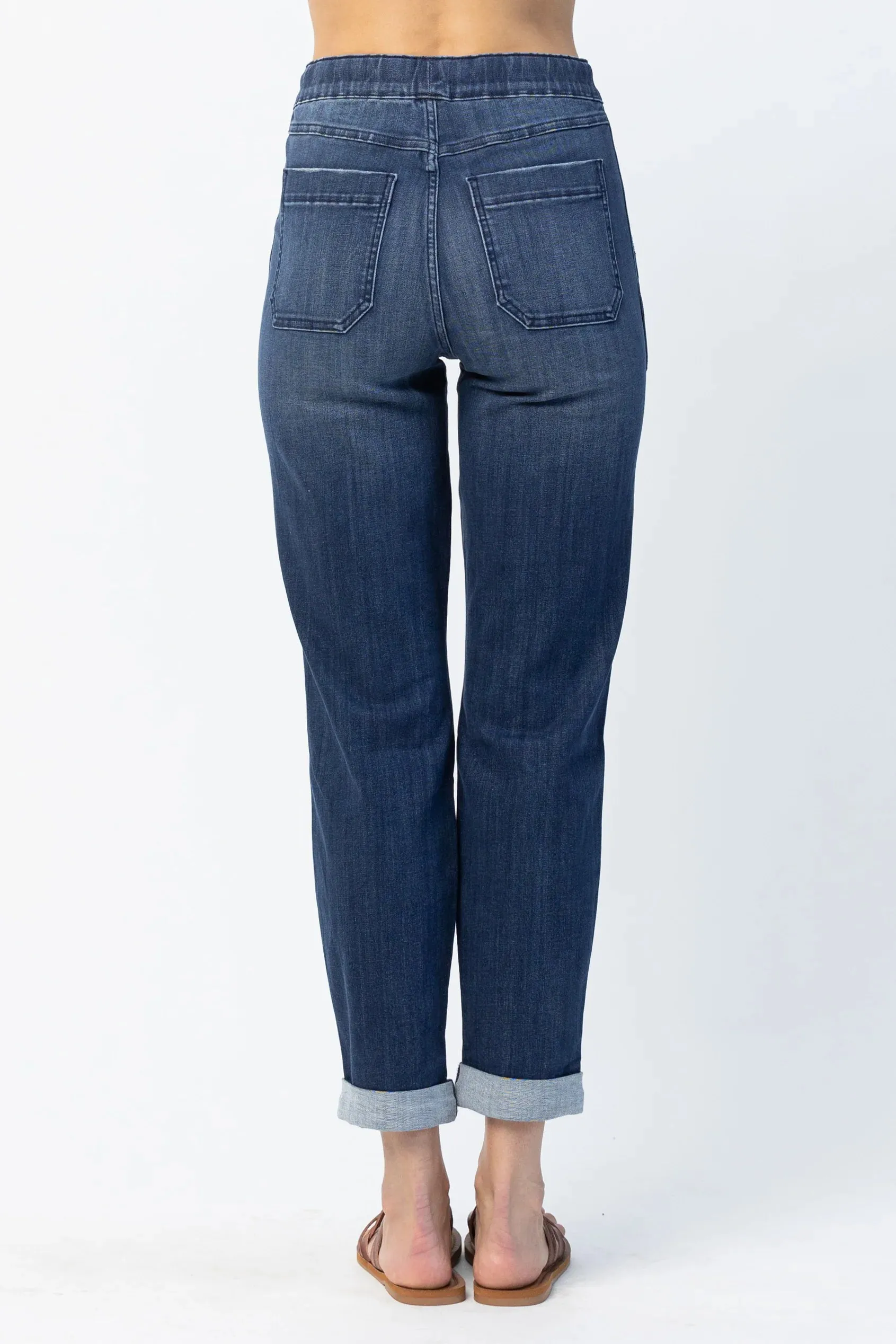 HW Pull On Double Cuff Joggers - Dark Wash