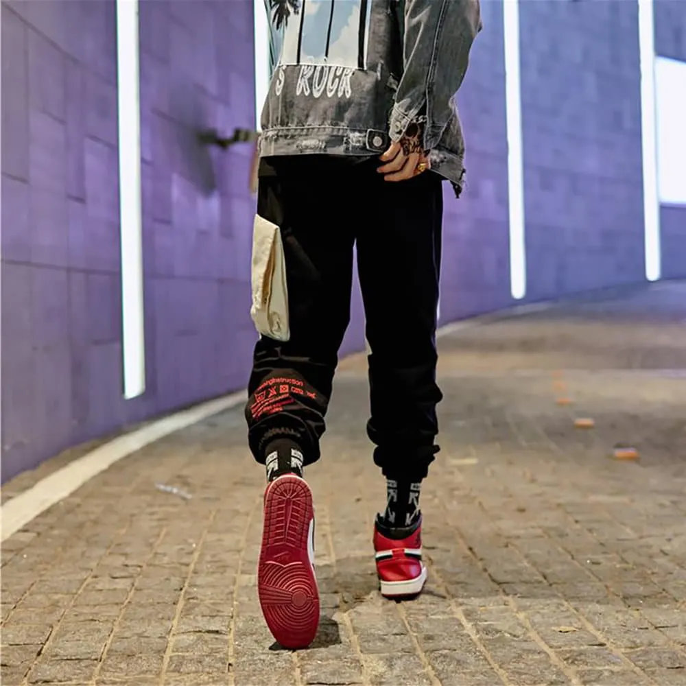 Japan Jog Man Streetwear Joggers Men Kanji Multi Pockets Relaxed Fit Cargo Pants