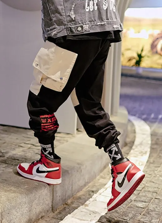 Japan Jog Man Streetwear Joggers Men Kanji Multi Pockets Relaxed Fit Cargo Pants