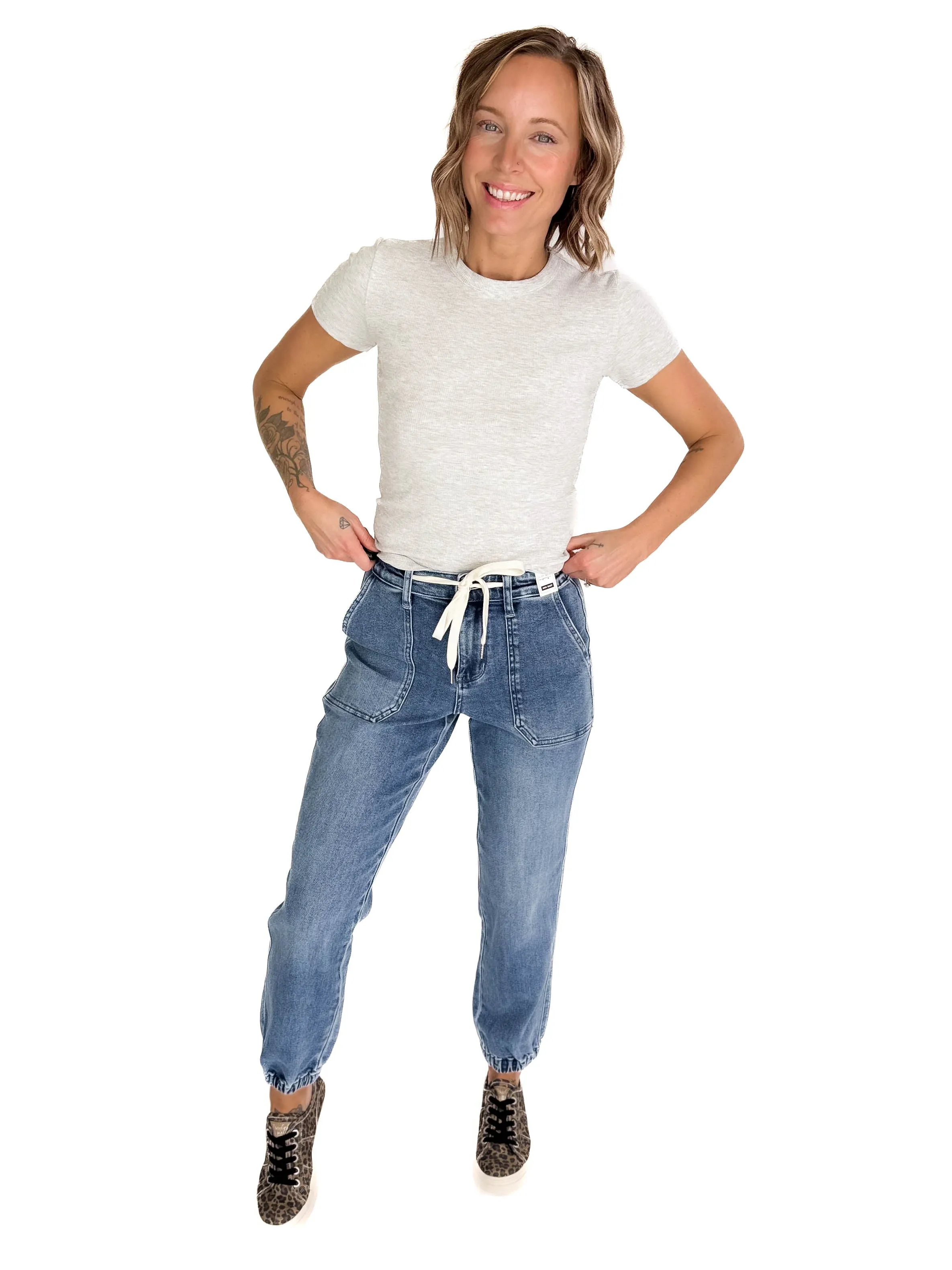 JUDY BLUE Senuli High Waisted Denim Jogger- MEDIUM-FINAL SALE