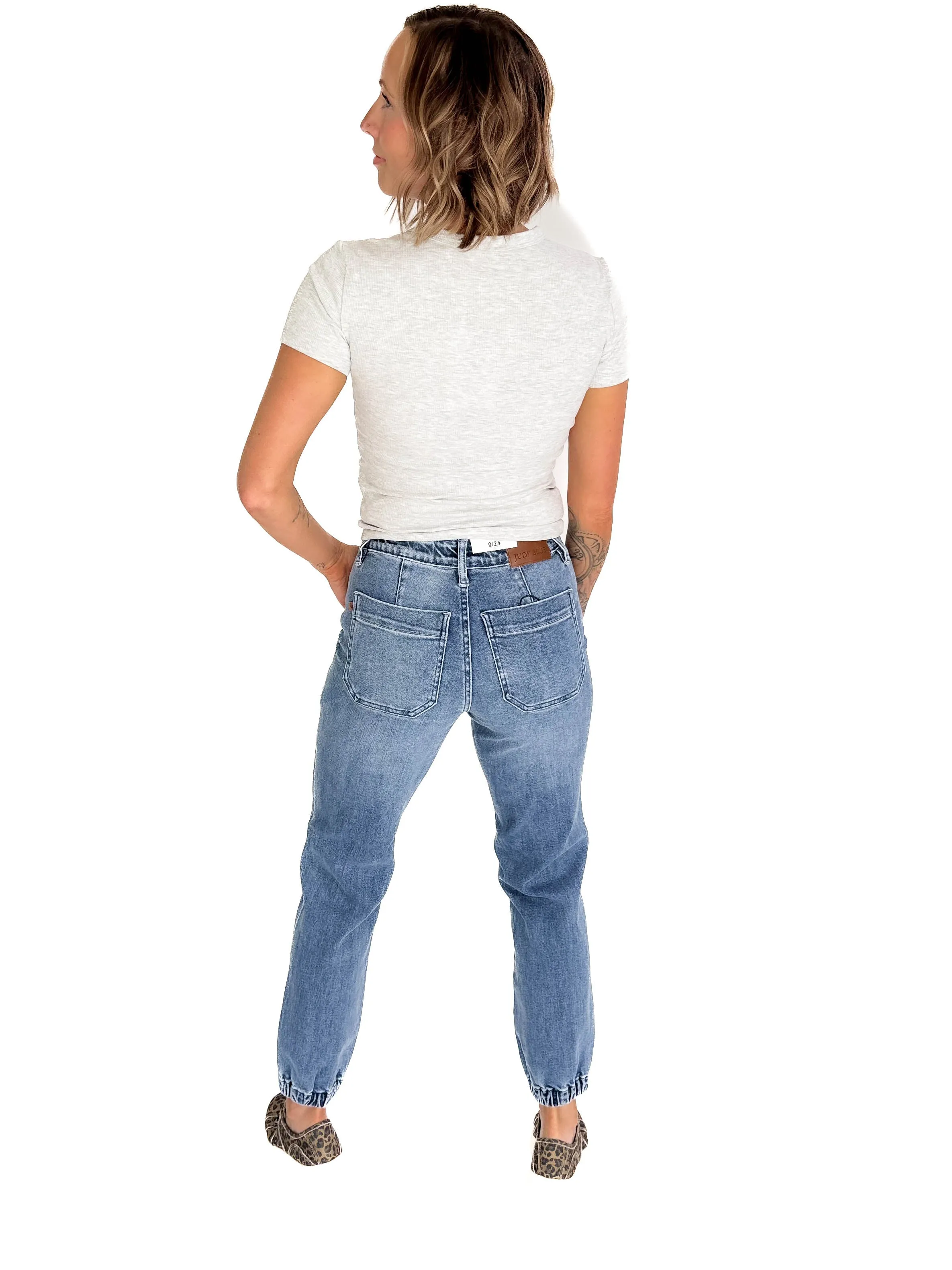 JUDY BLUE Senuli High Waisted Denim Jogger- MEDIUM-FINAL SALE