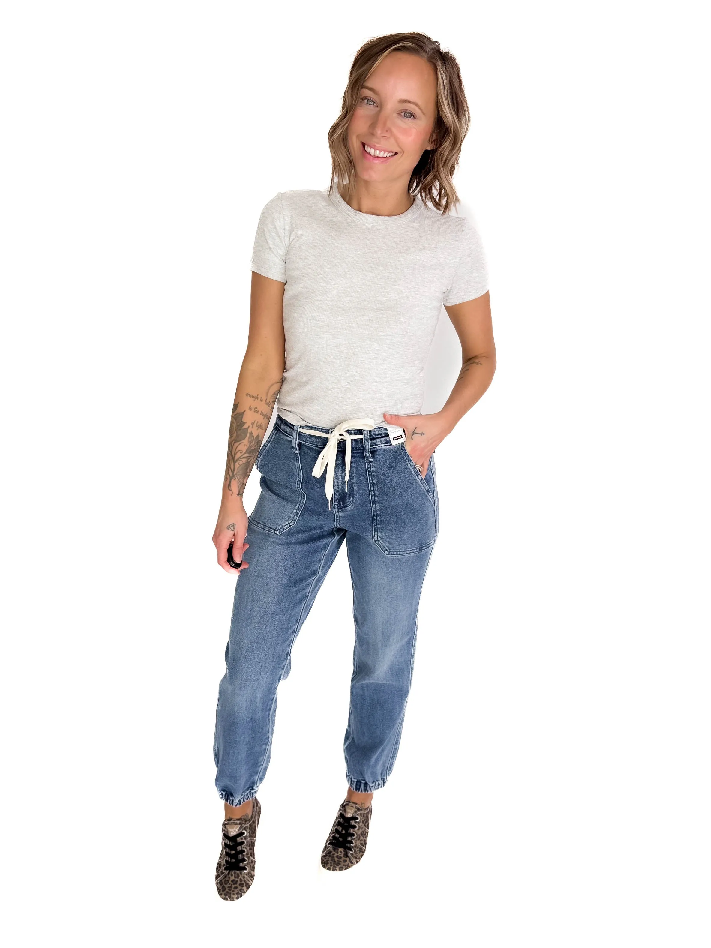 JUDY BLUE Senuli High Waisted Denim Jogger- MEDIUM-FINAL SALE