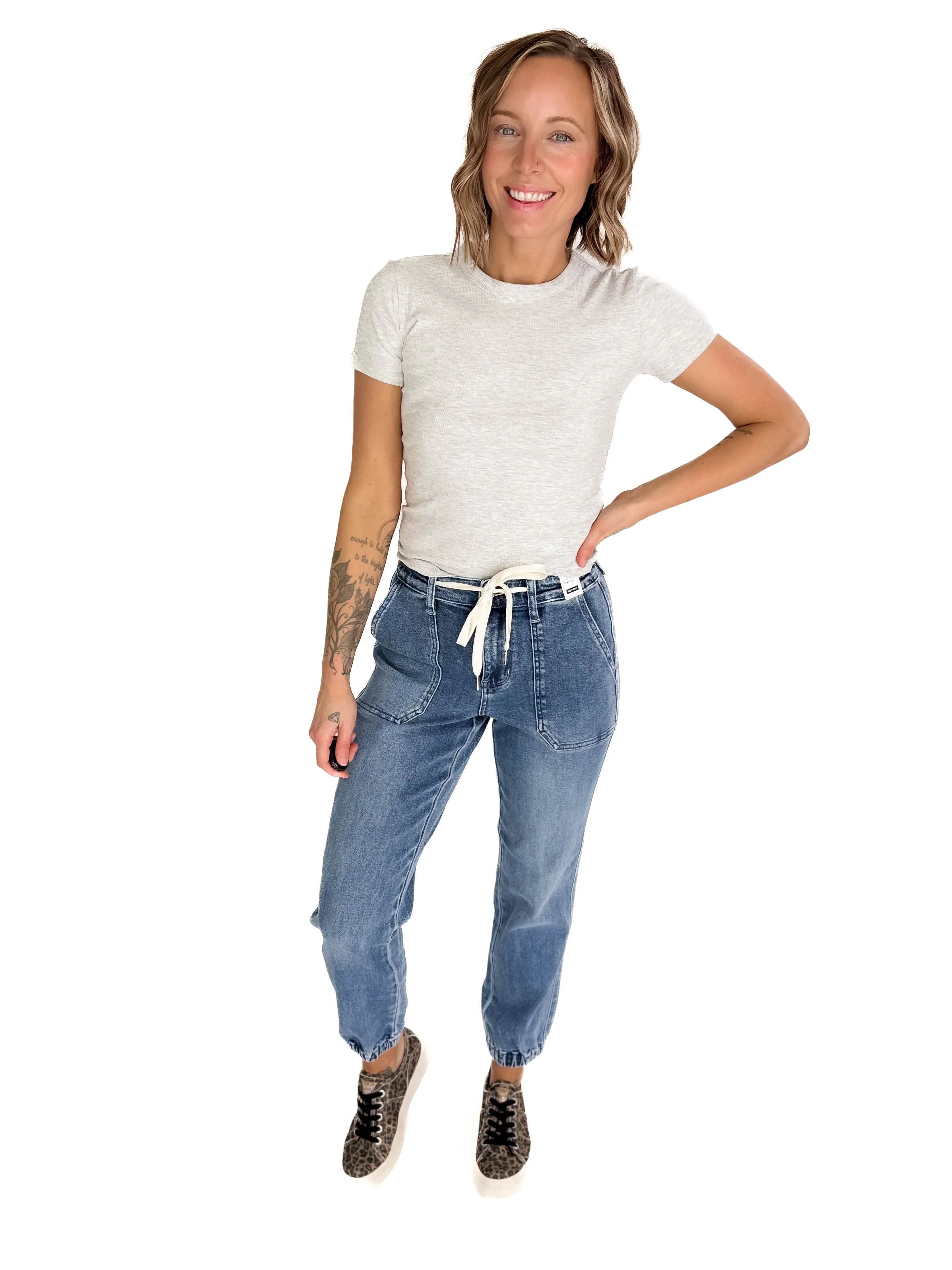 JUDY BLUE Senuli High Waisted Denim Jogger- MEDIUM-FINAL SALE