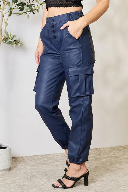 Kancan High Rise Faux Leather Joggers