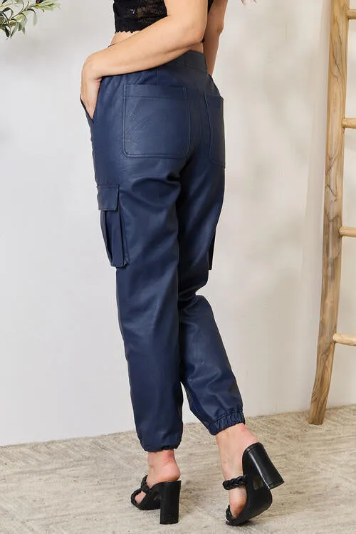 Kancan High Rise Faux Leather Joggers