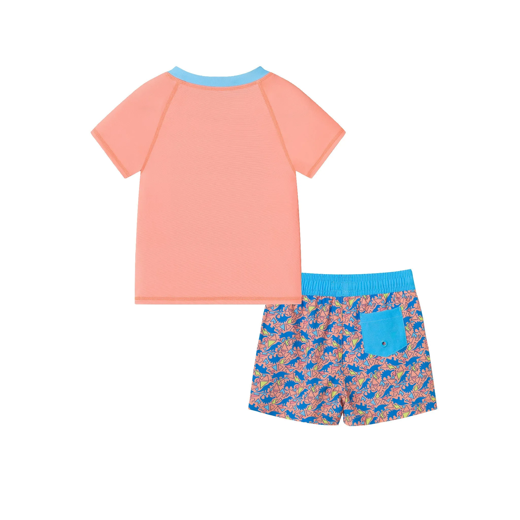 Kids (5-7) Rashguard & Swim Trunk Set | Surfing Dino