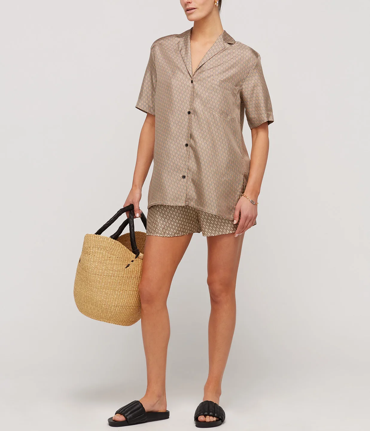 Linka Silk Shorts in Crema Linka