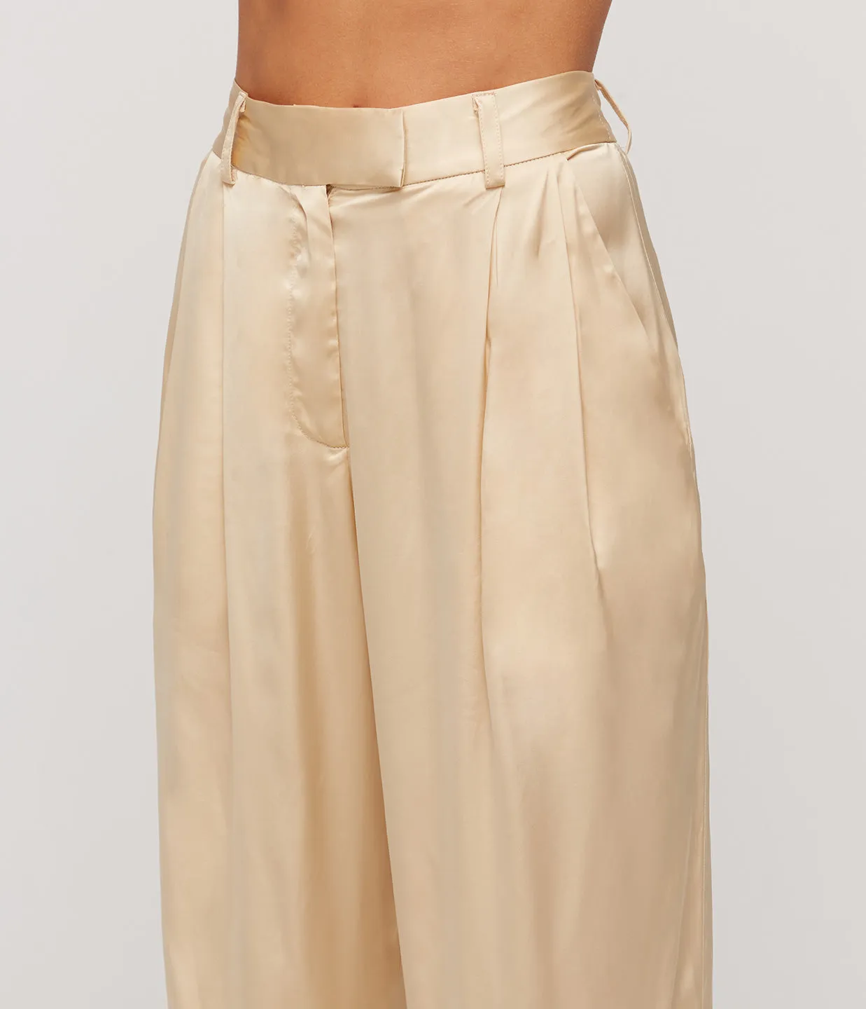 Lumiere Crepe Satin Trouser in Golden Citrine