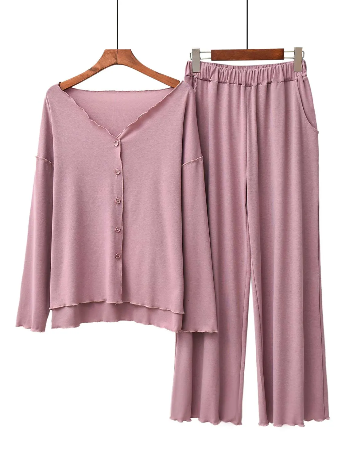 Modell Cardigan Long Sleeve Cotton Pajamas Set 2