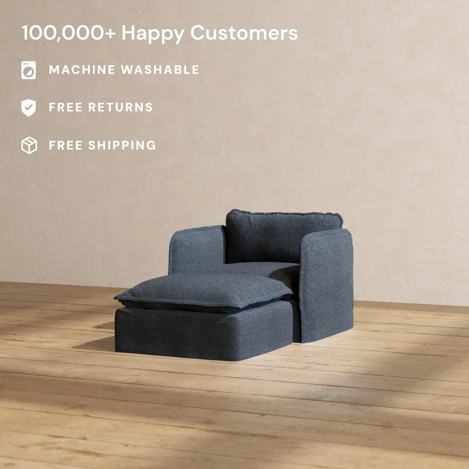Modular Performance Chaise Armchair in Indigo | Relaxed Blend