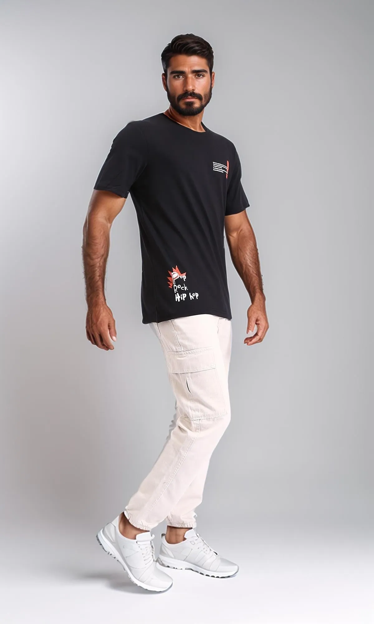 R209379 - Cotton Regular Fit Slip On Tee - Black