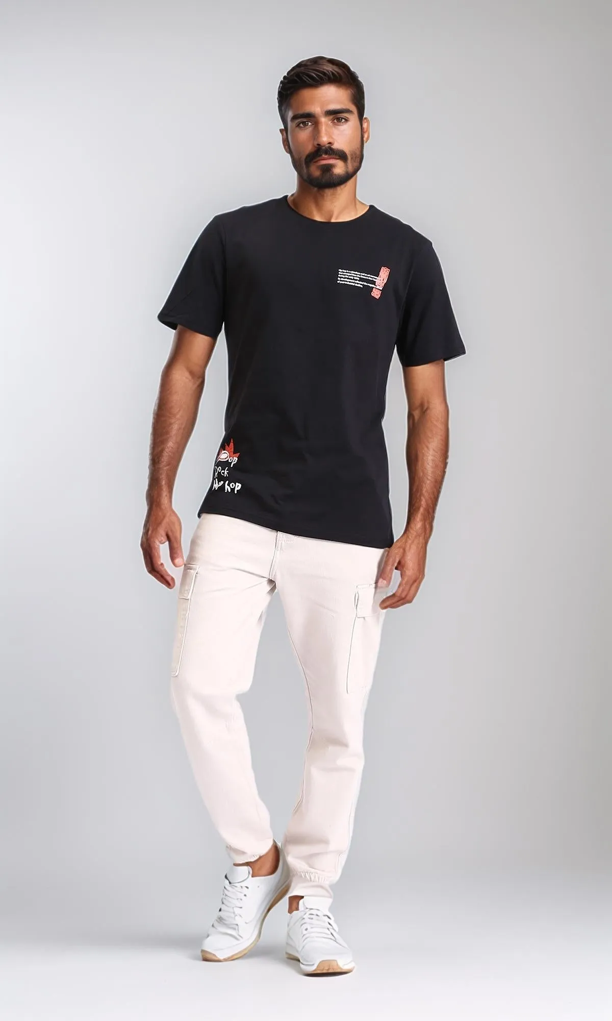 R209379 - Cotton Regular Fit Slip On Tee - Black