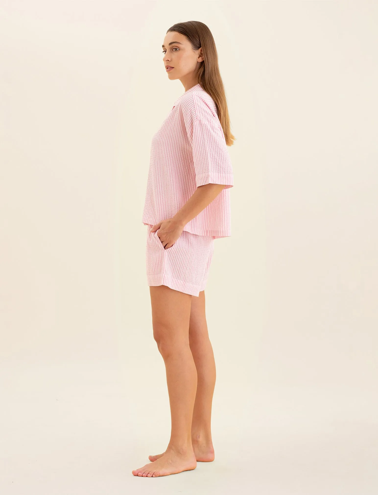 Sabine Seersucker Stripe Boxer PJ Set