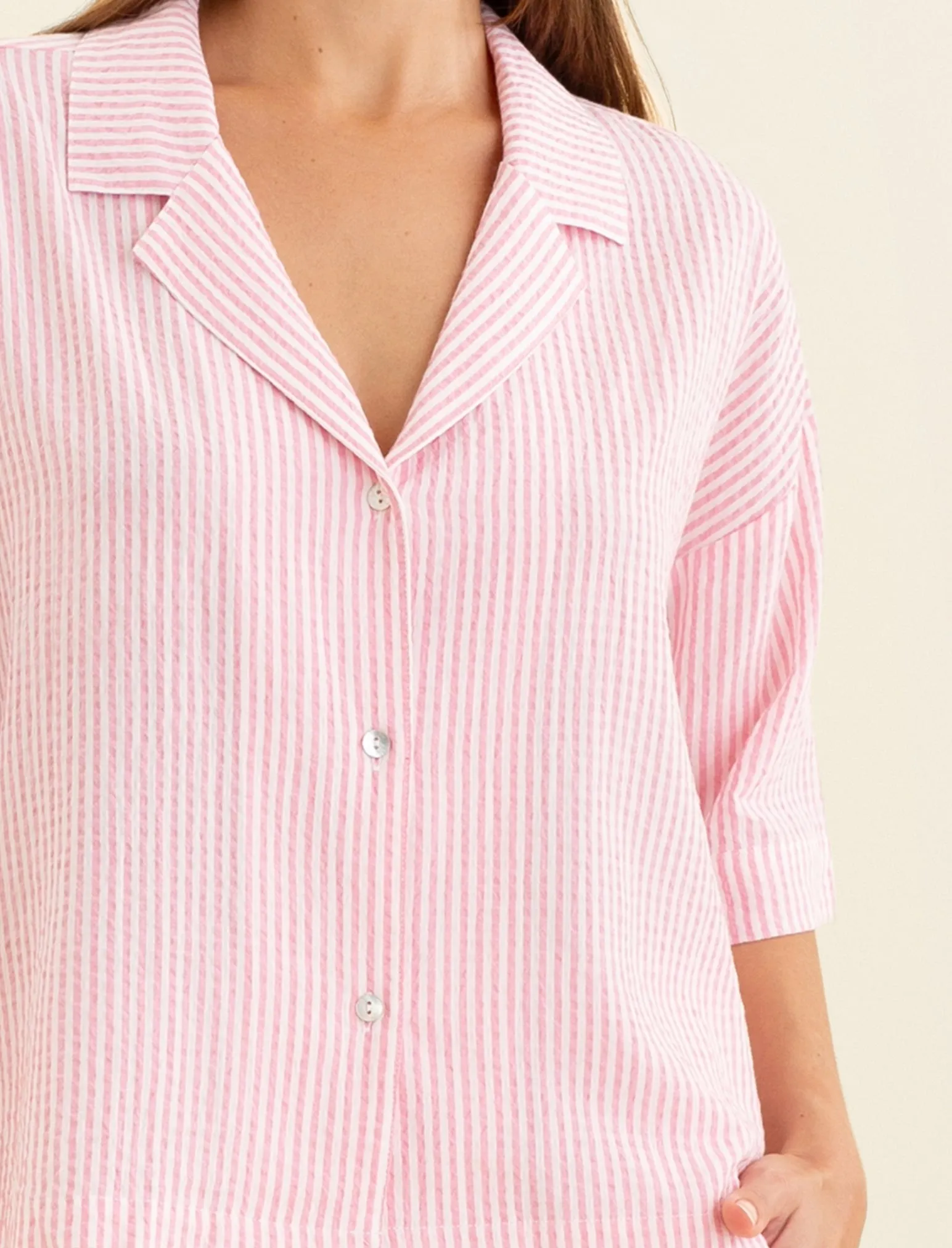 Sabine Seersucker Stripe Boxer PJ Set