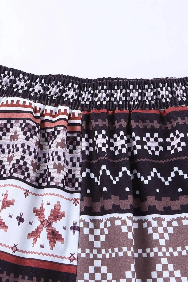 Snowflake Print Long Sleeve And Joggers Lounge Set