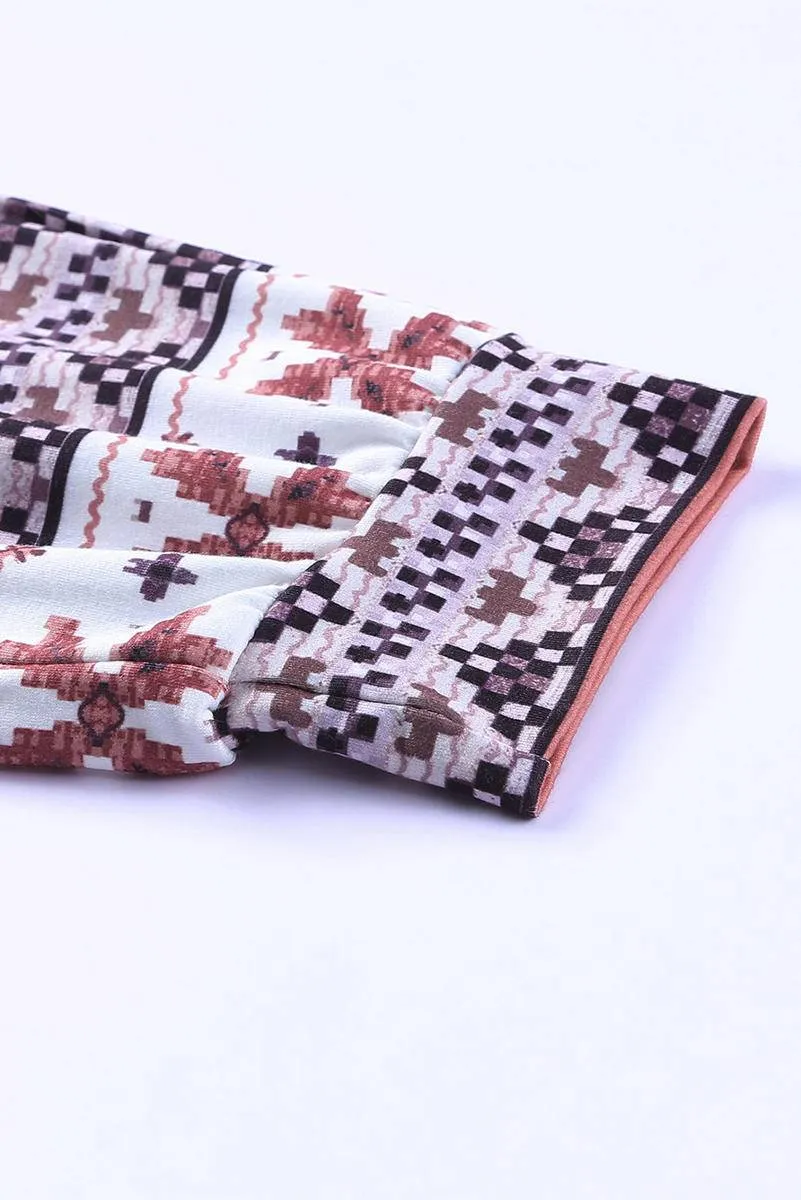 Snowflake Print Long Sleeve And Joggers Lounge Set