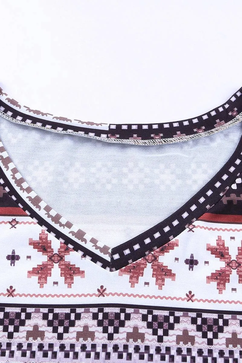 Snowflake Print Long Sleeve And Joggers Lounge Set