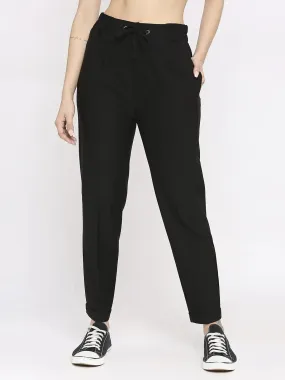 Spykar Women Black Blended Regular Fit Mid Rise Joggers Trackpant