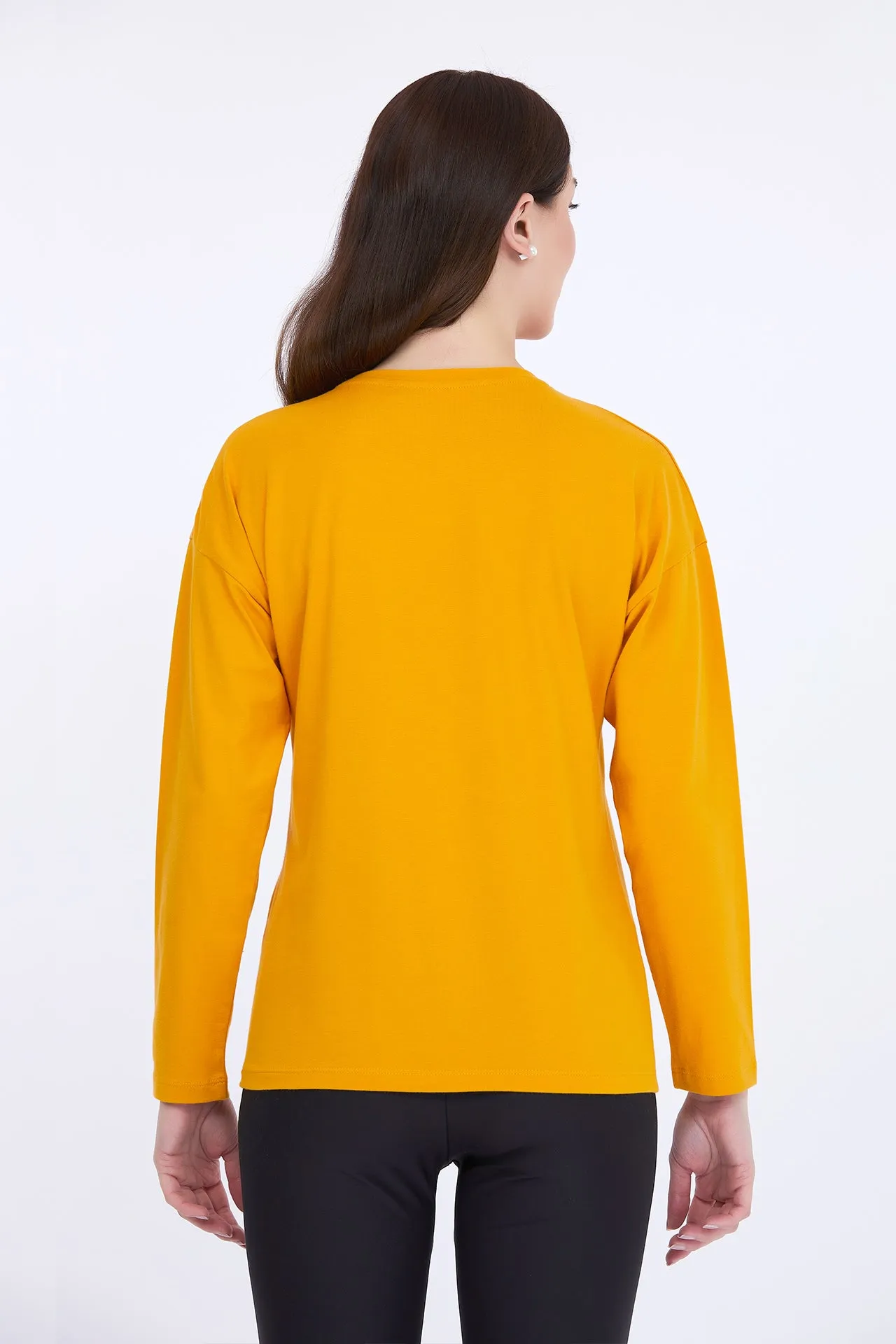 Yellow Printed Cotton Stretch T-Shirt